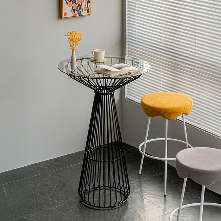 カウンターテーブル|シンプルガラス・メタル