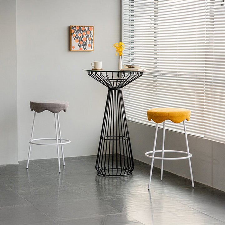 カウンターテーブル|シンプルガラス・メタル