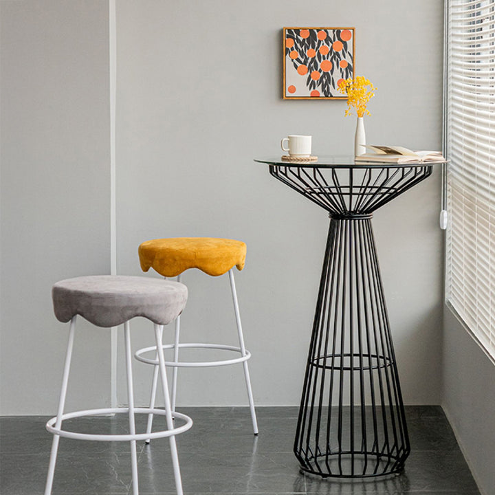 カウンターテーブル|シンプルガラス・メタル