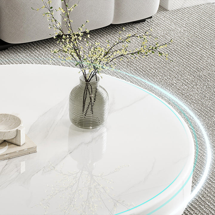 ローテーブル|クリーム風 マーブル模様 おしゃれ