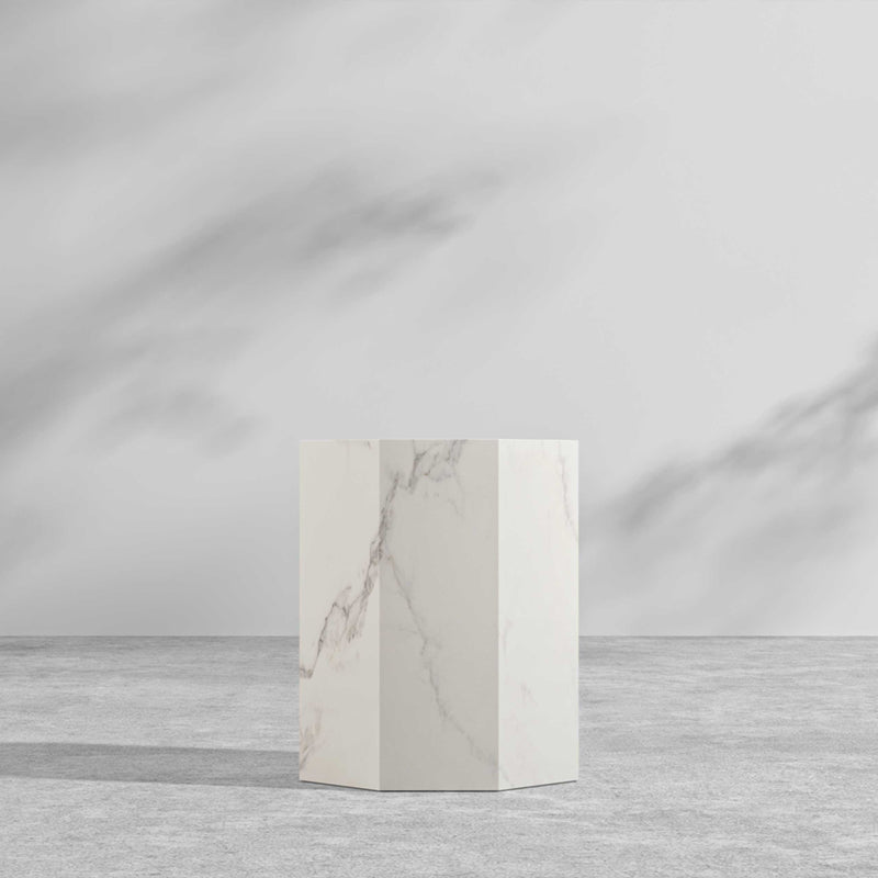 サイドテーブル|大理石模様 高級感 八辺形デザイン