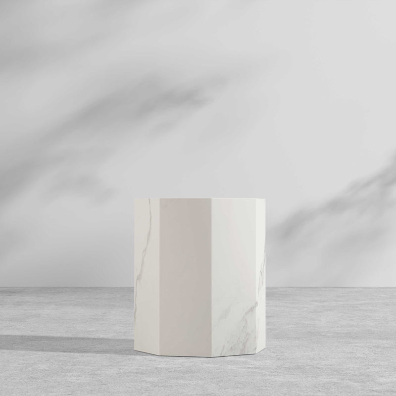 サイドテーブル|大理石模様 高級感 八辺形デザイン