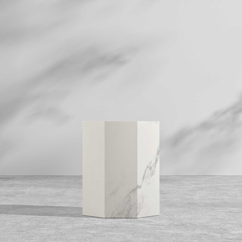 サイドテーブル|大理石模様 高級感 八辺形デザイン