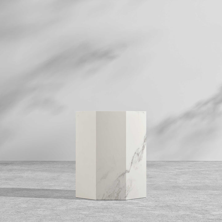 サイドテーブル|大理石模様 高級感 八辺形デザイン