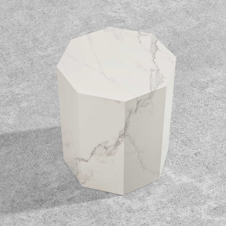 サイドテーブル|大理石模様 高級感 八辺形デザイン