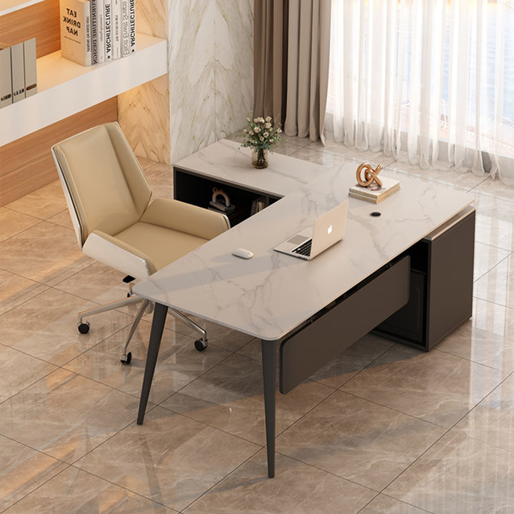 エグゼクティブデスク・社長机|シンプルデザイン L字型 選べる2色