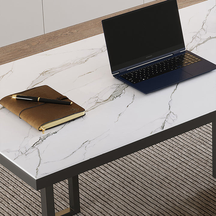 エグゼクティブデスク・社長机|L字型 マーブル柄 伸縮式テーブル