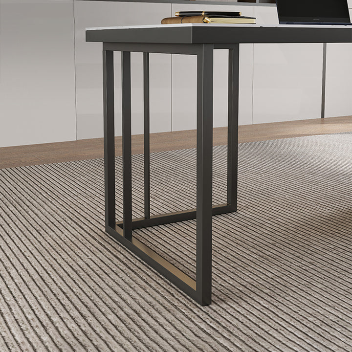 エグゼクティブデスク・社長机|L字型 マーブル柄 伸縮式テーブル