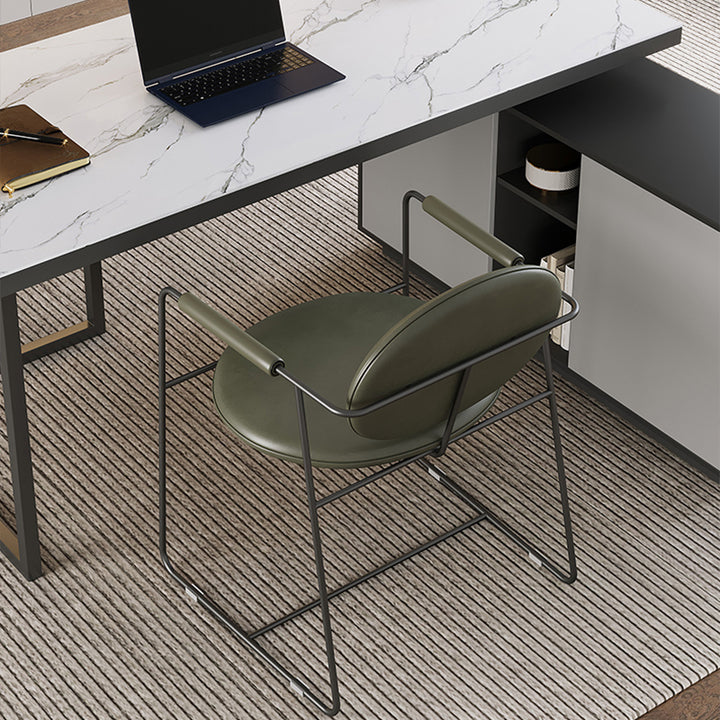 エグゼクティブデスク・社長机|L字型 マーブル柄 伸縮式テーブル