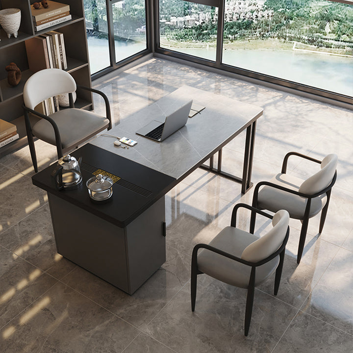 エグゼクティブデスク・社長机|シンプルモダン 高級感 茶盤付き