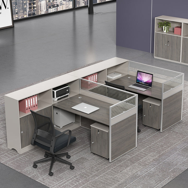 オフィスデスク・事務机|モダン風 デスクトップパネル付き