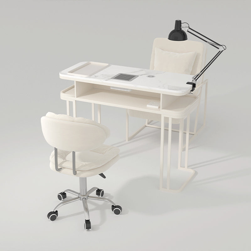 OFFINEO公式 | ネイルテーブル ルクスマーブル デザイン 選べる3色 エレガントなホワイトカラーのOFFINEOネイルテーブルのクローズアップ